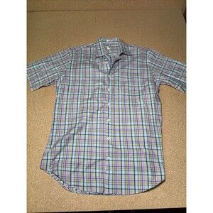 Peter Millar Mens Shirt L Button  Up Collared Short Sleeve Plaid Multicolor I1